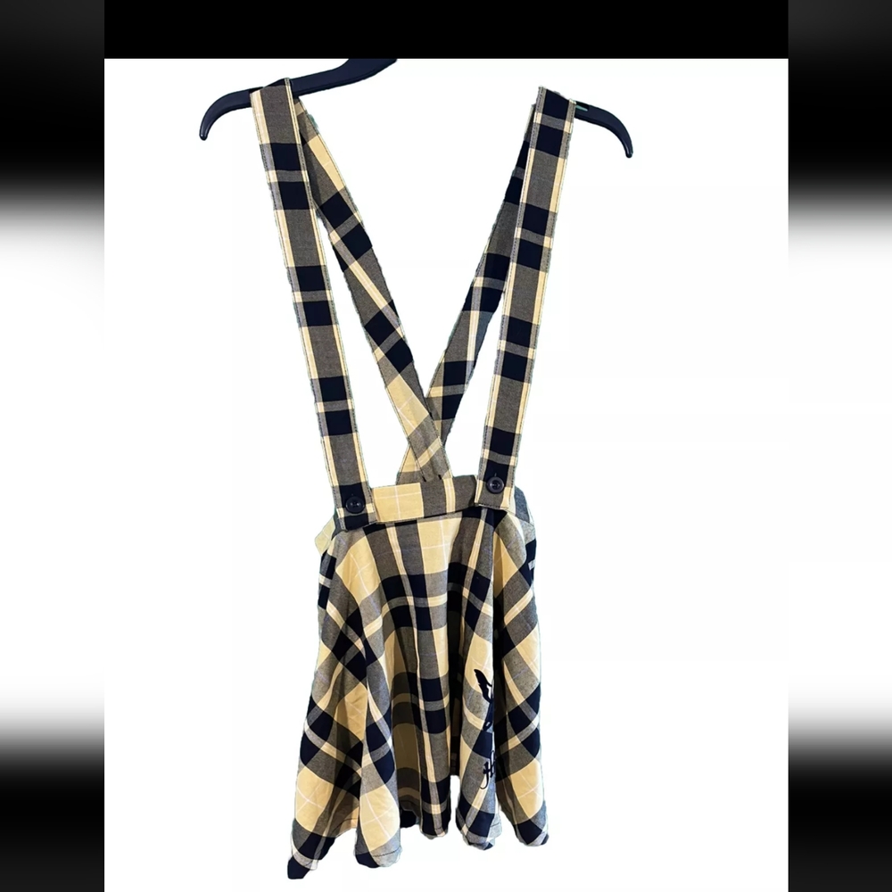 Harry Potter Hot Topic Yellow Plaid Hufflepuff Suspender Mini Skirt XS